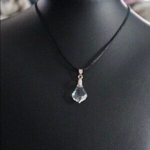 Faceted Prism Pendant Necklace on a Black Cord